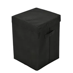 Kuber Industries Black Solid Non-Woven Foldable Large Laundry Basket image 2