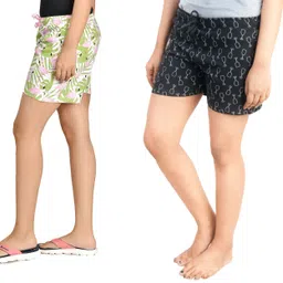 club a9 Pack of 2 Printed Women Multicolor Beach Shorts, Night Shorts, Regular Shorts, Running Shorts, Cycling Shorts image 3