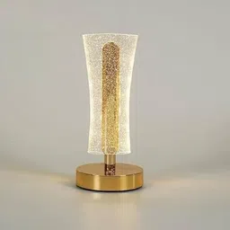 seva Crystal LED Table Lamp with Golden Base | Decorative Bedside Night Lamp | Night Lamp image 2