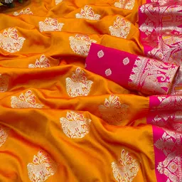 kanjiqueen Woven, Self Design Kanjivaram Silk Blend, Pure Silk Saree image 3