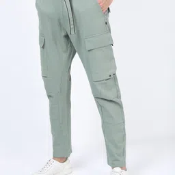 ketch Men Regular Fit Grey Pure Cotton Trousers image 4