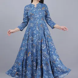 Women Gown Blue Ankle Length Dress-image-1