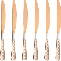 oicia Rose-Gold Sharp Serrated Edge Dinner Knife, Butter Spreader Knife, Food Knife Stainless Steel Steak Knife Set-picture-45