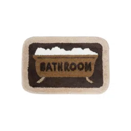 FABINALIV Brown Abstract Cotton Blend Anti Skid Bath Mat (60 x 40 cm) image 2