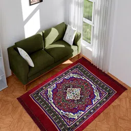 Kuber Industries Maroon Ethnic Motifs Water Resistant Carpet image 2