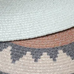 BELLA TRUE Grey & Beige Geometric Printed Round Cotton Dhurrie image 3