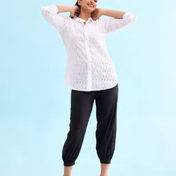 go colors Women's Solid Cotton Cropped Relaxed Fit Salwar image 3