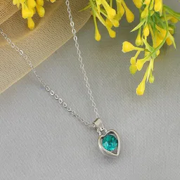 UNIVERSITY TRENDZ Silver-Plated Crystal-Studded Heart Charm Pendant With Chain image 3