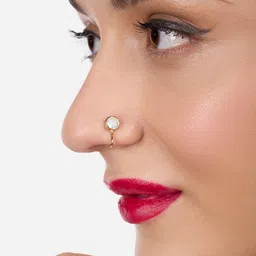 Zaveri Pearls Gold-Plated Cubic Zirconia Studdded Clip On Nosepin image 2