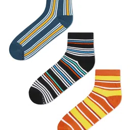 Dynamocks Unisex Pack of 3 Striped Ankle-Length Socks image 2