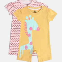 MINI KLUB Girls Pack Of 2 Cotton Rompers-picture-38
