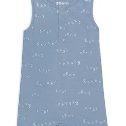 MiArcus Boys Blue Printed Cotton Rompers image 3