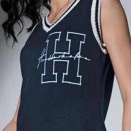 Hubberholme Typography Printed Sleeveless Acrylic Jumper Dress image 2