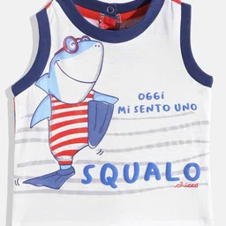 Chicco Infant Boys White & Blue Graphic Printed Cotton T-shirt image 2