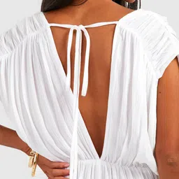 Boohoo Petite Ruched Extended Sleeve Jumpsuit image 4