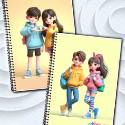 noteit Cute Couple Friends Covers A5 Notebook unruled 200 Pages-picture-33