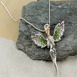 UNIVERSITY TRENDZ Silver-Plated Crystal Angel Necklace image 2