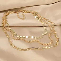 Jewels Galaxy Brass Gold-Plated Layered Necklace image 2