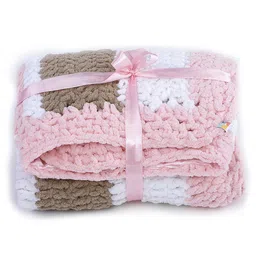 Magic Needles Pink & White Striped AC Room Single Bed Blanket image 2