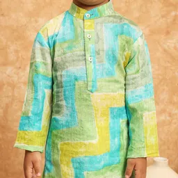 Readiprint Fashions Boys Geometric Printed Pure Cotton Kurta with Pyjamas image 3