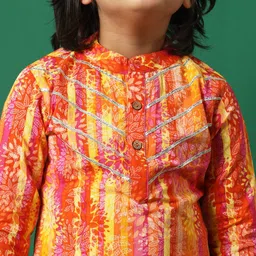 Readiprint Fashions Boys Floral Printed Regular Gotta Patti Pure Cotton Kurta with Pyjamas image 4
