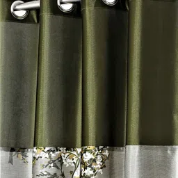 Fashion String Green & White 2 Pieces Floral Printed Door Curtains image 2