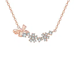 Jewels Galaxy Rose Gold-Plated AD-Studded Bow-Tie Themed Pendant With Chain image 4