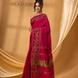 DESH BIDESH Woven Design Zari Silk Cotton Chanderi Saree image 4
