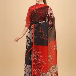 Sangria Ethnic Motifs Printed Organza Saree image 2