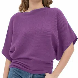 rahi trendz Party Balloon Sleeve Solid Women Purple Top-picture-22