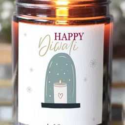 Aromatic Fables White & Brown Grape Aroma Scented Glass Jar Candle With Ganesha Idol-400g image 3