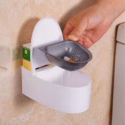 maycreate Funny Toilet Shaped Ash Tray with Lid and Removable Steel Liner White Plastic Ashtray image 5