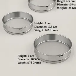 abc Stainless Steel Atta Fine Mesh Sieve Jali Combo Set of 3 Strainer image 5