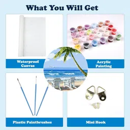 trexee Paint by Numbers for Adults& Kids, Beach DIY Paint by Numbers Kits,Seaside Paint Canvas 16 inch x 20 inch Painting image 3