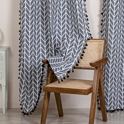 HOMEMONDE Pack of 2 Chevron Window Curtains With Tassels image 3
