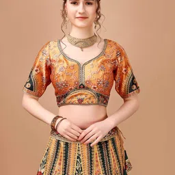 SAPTRANGI Printed Sequinned Detailed Ready to Wear Lehenga & Blouse With Dupatta image 5