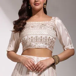 Fabcartz Embellished Sequinned Semi-Stitched Lehenga & Unstitched Blouse With Dupatta image 2