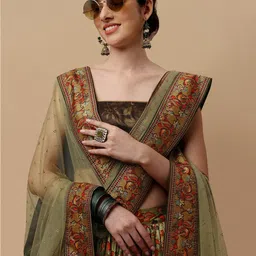 SAPTRANGI Printed Kalamkari Ready to Wear Lehenga & Blouse With Dupatta image 2
