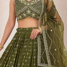 CHANSI Embroidered Ready to Wear Lehenga & Blouse With Dupatta image 4