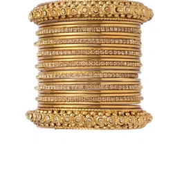 Efulgenz Set Of 25 Gold-Plated Crystal-Studded Bangles image 2
