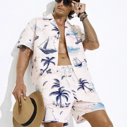 leriya fashion Men Night Suit Set White Printed image 3