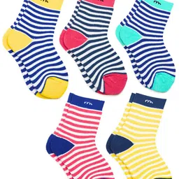BAESD Kids Pack Of 5 Striped Patterned Cotton Ankle -Length Socks image 4