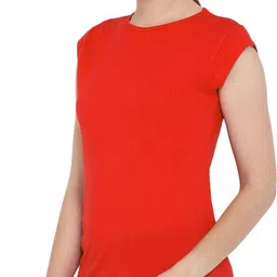 ap'pulse Pack of 2 Women Solid Round Neck Pure Cotton Red, Pink T-Shirt image 3