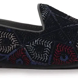fausto Silk Zardosi Sequin Velvet Ethnic Slip On Juttis for Wedding|Tuxedo Slip-On Mojaris For Men image 5