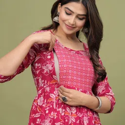 murli kurti Floral Print Pure Cotton Stitched Flared/A-line Gown-picture-36