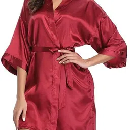 nightgirl Maroon Large Bath Robe image 3