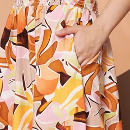 otabu Women Printed A-line Orange, Yellow Skirt image 3