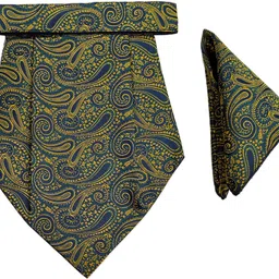 VOICI Paisley Design Blue & Yellow color pocket square and Cravat image 2