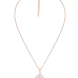 AMI Rose Gold-Plated Contemporary CZ-Studded Pendant With Chain image 3