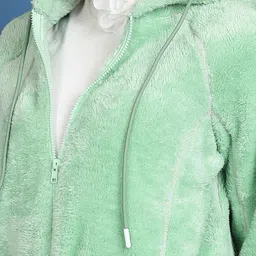 Tokyo Talkies Sea Green Self Design Hooded Open Front Jacket image 2